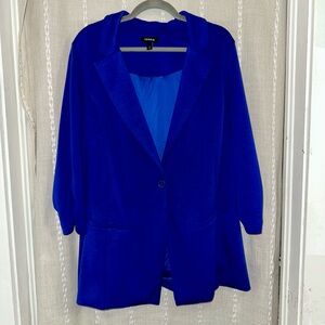 Torrid Blue Blazer Open Front Relaxed Fit